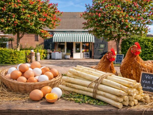 Verse streekproducten bij een boerderijwinkel op Walcheren.